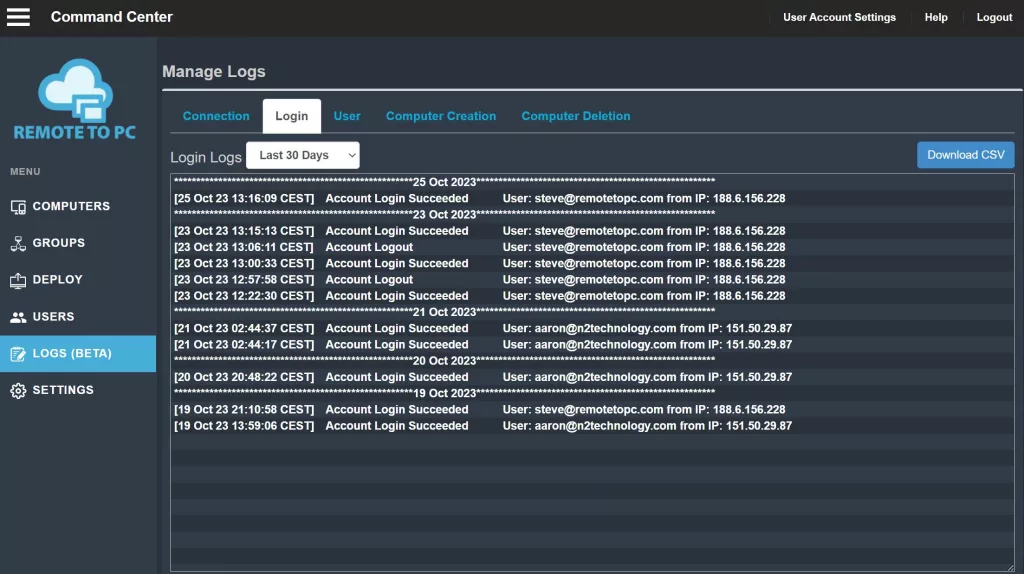 remote access logs