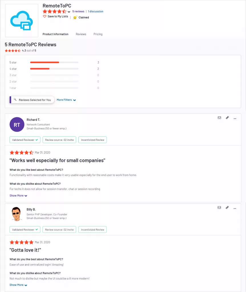 Remotetopc software reviews on g2