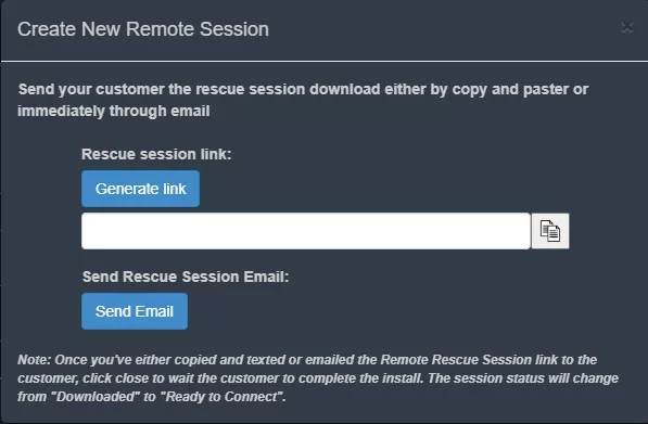 Create Remote Rescue session