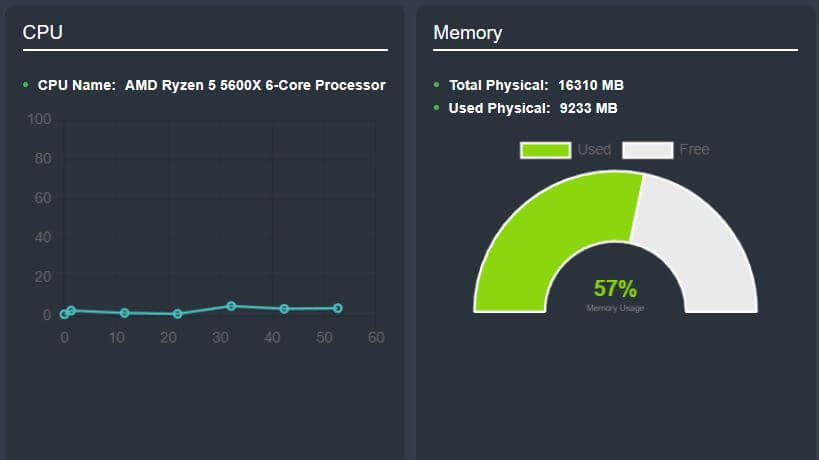 Remote CPU and memory monitoring for IT support