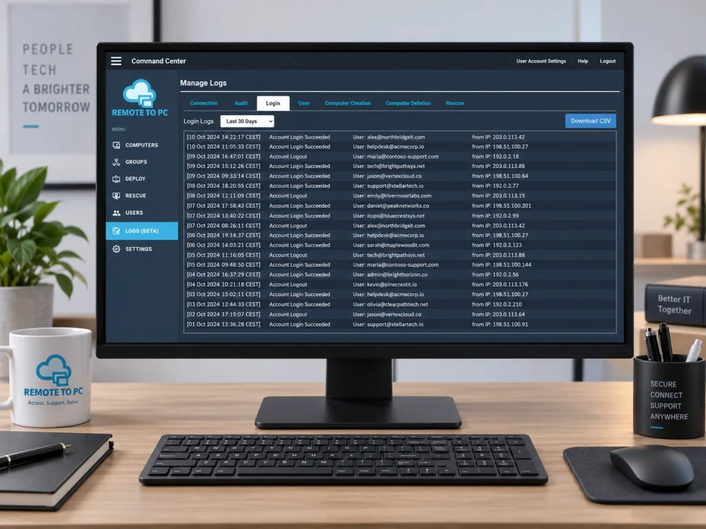 Log files for remote access